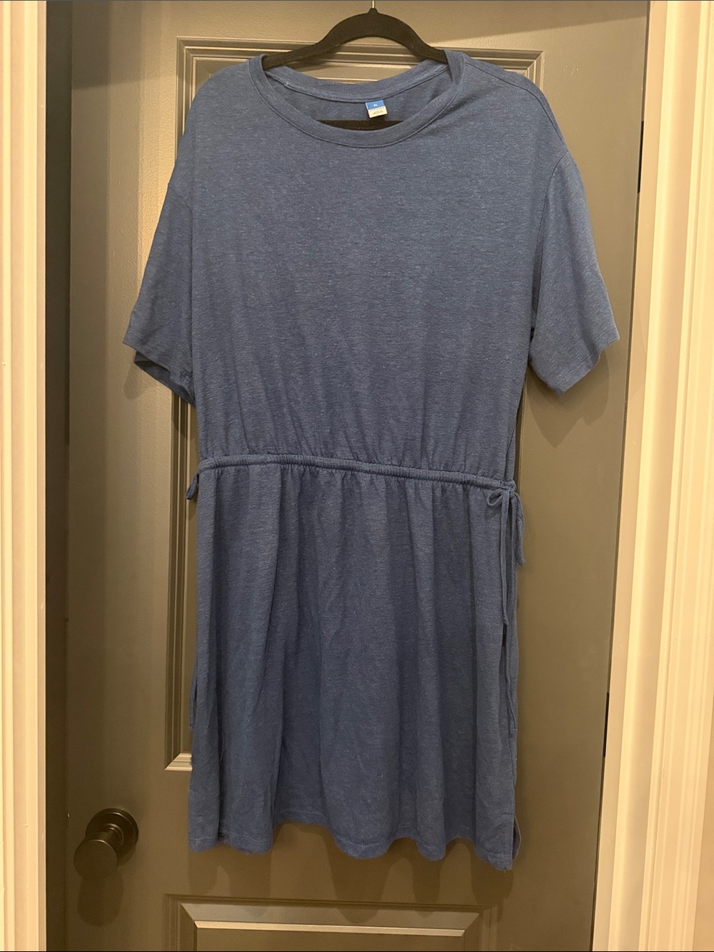 Old Navy Navy Short-Sleeve Tie-Waist Dress